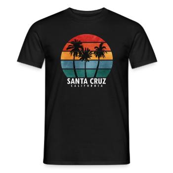 Santa Cruz Californie Coucher de soleil 70s 80s - T-shirt homme - noir - Devant - AI Model Male 178 light (178cm)