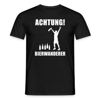 Achtung Bierwanderer Bier Und Wandern Wanderung - Männer T-Shirt - Schwarz - Vorne - AI Model Male 178 light (178cm)
