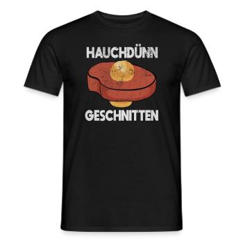 Leberkäse Hauchdünn Geschnitten Bayrisches Essen - Männer T-Shirt - Schwarz - Vorne - AI Model Male 178 light (178cm)