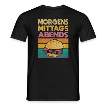 Leberkas Brühwurst Morgens Mittags Abends Geschenk - Männer T-Shirt - Schwarz - Vorne - AI Model Male 178 light (178cm)