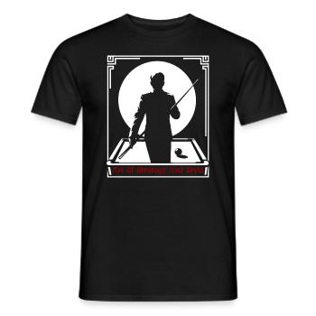 Billiardplayer holding a billiard cue in front of - Men's T-Shirt - black - Front - AI Model Male 178 light (178cm)