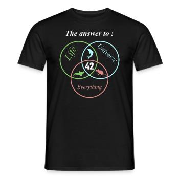 Les 42 réponses à la vie, à l’univers, à tout, à la science - T-shirt homme - noir - Devant - AI Model Male 178 light (178cm)