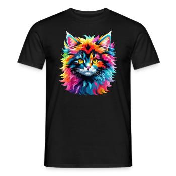 Cat Cat Colorful Rainbow Cute Kids Cute - Men's T-Shirt - black - Front - AI Model Male 178 light (178cm)