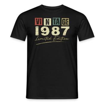 Vintage 1987 Original 1987 Anniversary Gift - Men's T-Shirt - black - Front - AI Model Male 178 light (178cm)