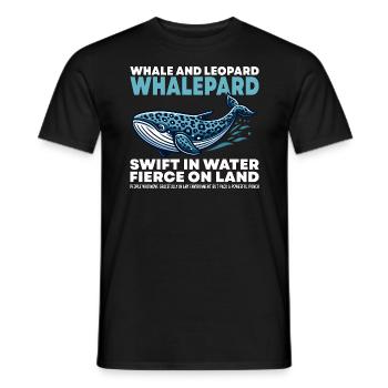 MARTINET DANS L’EAU FÉROCE SUR TERRE - BALEINE ET LÉOPARD - T-shirt homme - noir - Devant - AI Model Male 178 light (178cm)