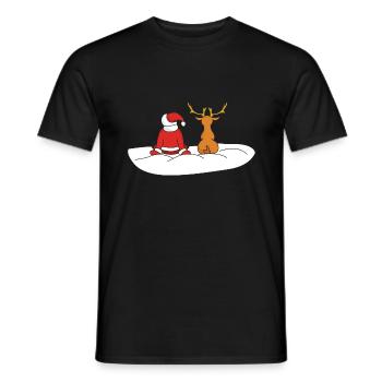 Funny reindeer Christmas Christmas Xmas - Men's T-Shirt - black - Front - AI Model Male 178 light (178cm)