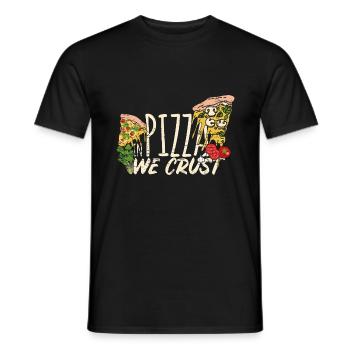 In pizza we trust pizza crust - Men's T-Shirt - black - Front - AI Model Male 178 light (178cm)