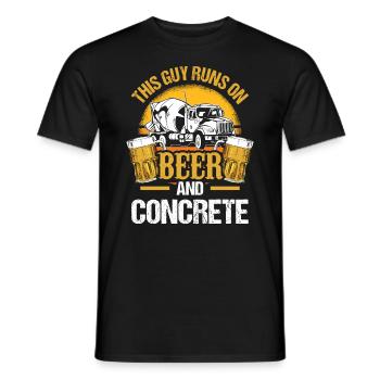 Concrete Finisher Runs On Beer and Concrete - Men's T-Shirt - black - Front - AI Model Male 178 light (178cm)