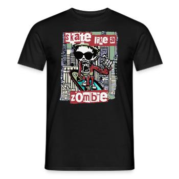 Skate like a Zombie - Lustiges Zombie Design - Männer T-Shirt - Schwarz - Vorne - AI Model Male 178 light (178cm)