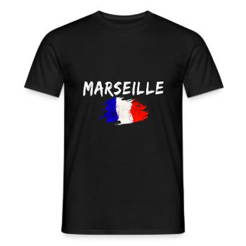 Marseille Frankreich Flagge Stadt Marseille - Männer T-Shirt - Schwarz - Vorne - AI Model Male 178 light (178cm)