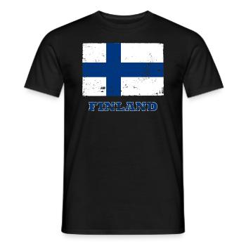 Flag of Finland, Finnish flag - Men's T-Shirt - black - Front - AI Model Male 178 light (178cm)