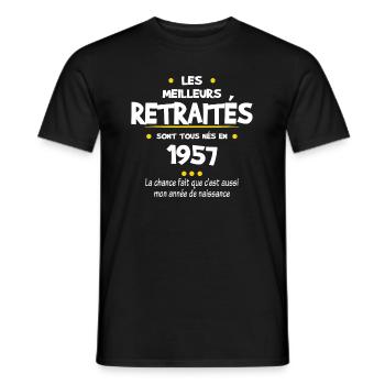 Retraite et 1957 cadeau humour retraité - T-shirt homme - noir - Devant - AI Model Male 178 light (178cm)