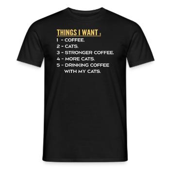 Dinge, die ich will Kaffee und Katzen - I Like Cats Coffee - Männer T-Shirt - Schwarz - Vorne - AI Model Male 178 light (178cm)