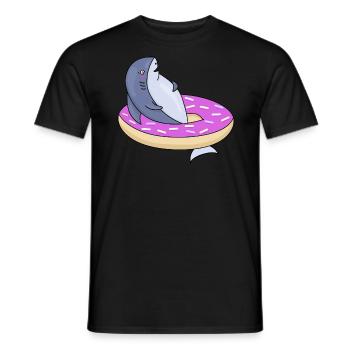 Hai in Donut Schwimmreifen cooles Geschenk - Männer T-Shirt - Schwarz - Vorne - AI Model Male 178 light (178cm)