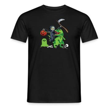 Sensenmann Reitet T Rex Halloween Reaper Geschenk - Männer T-Shirt - Schwarz - Vorne - AI Model Male 178 light (178cm)