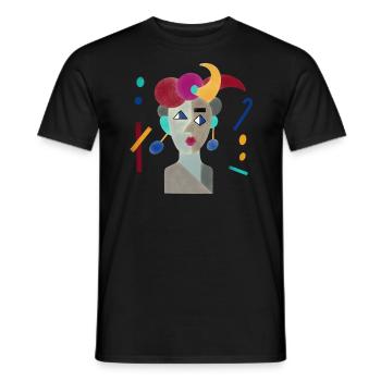 Head woman colorful illustration art gift - Men's T-Shirt - black - Front - AI Model Male 178 light (178cm)