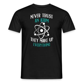 Ne jamais faire confiance à un atome - T-shirt homme - noir - Devant - AI Model Male 178 light (178cm)