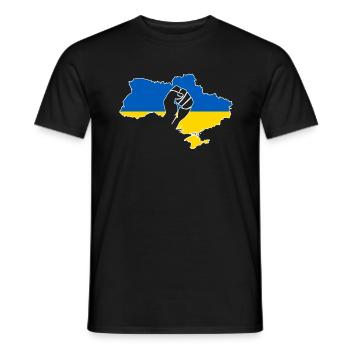 Drapeau de poing Ukraine fier cadeau maison Kiev - T-shirt homme - noir - Devant - AI Model Male 178 light (178cm)