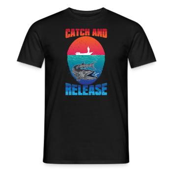 Fishing from the boat Catch and Release - Men's T-Shirt - black - Front - AI Model Male 178 light (178cm)