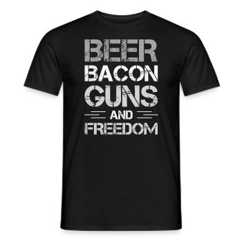 Beer Bacon Guns And Freedom wh - Men's T-Shirt - black - Front - AI Model Male 178 light (178cm)