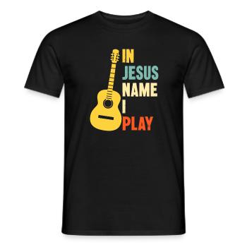 Guitare au nom de Jésus que je joue - T-shirt homme - noir - Devant - AI Model Male 178 light (178cm)