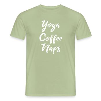 Siestes de yoga - T-shirt homme - vert sauge - Devant - AI Model Male 178 light (178cm)