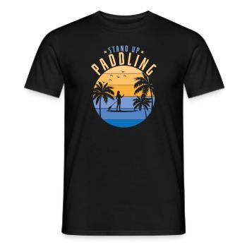 Stand up paddle vacances sous les palmiers - T-shirt homme - noir - Devant - AI Model Male 178 light (178cm)