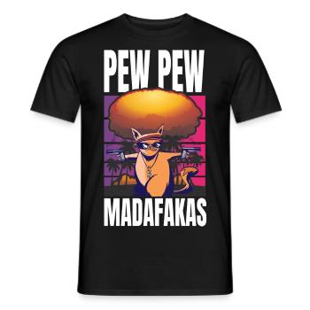 Pew Pew Idée cadeau drôle de chat drôle de chat - T-shirt homme - noir - Devant - AI Model Male 178 light (178cm)