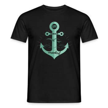Anker mit Möwen mintgrün - "ImNordenVerankert" - Männer T-Shirt - Schwarz - Vorne - AI Model Male 178 light (178cm)