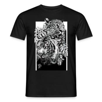 Tiger and leopard - Men's T-Shirt - black - Front - AI Model Male 178 light (178cm)