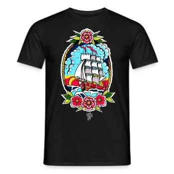 bateau old school - T-shirt homme - noir - Devant - AI Model Male 178 light (178cm)