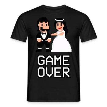 Wedding - Pixel Retro - Game Over - Bridal Couple - Men's T-Shirt - black - Front - AI Model Male 178 light (178cm)