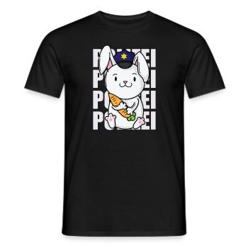 Polizei Hase mit Polizeimütze Kaninchen - Männer T-Shirt - Schwarz - Vorne - AI Model Male 178 light (178cm)
