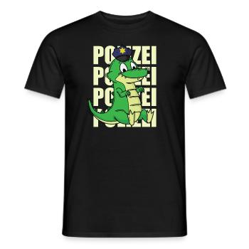 Polizei Krokodil mit Polizeimütze - Männer T-Shirt - Schwarz - Vorne - AI Model Male 178 light (178cm)