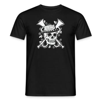 Ska Skull with Hat Trumpet Music Style - Men's T-Shirt - black - Front - AI Model Male 178 light (178cm)