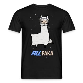 Allpaka / Lama in space - Men's T-Shirt - black - Front - AI Model Male 178 light (178cm)