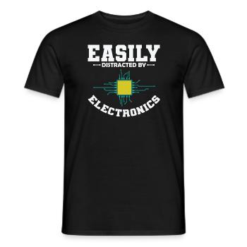 Easily Distracted By Electronics Beruf - Männer T-Shirt - Schwarz - Vorne - AI Model Male 178 light (178cm)