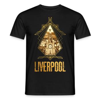Liverpool Angleterre Ville Skyline Gold Home Amour - T-shirt homme - noir - Devant - AI Model Male 178 light (178cm)
