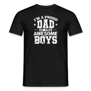 Papa I'm a proud Dad of 2 awesome Boys - Men's T-Shirt - black - Front - AI Model Male 178 light (178cm)