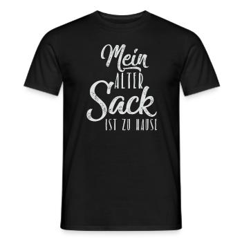 Mein alter Sack ist zu Hause weiß - Männer T-Shirt - Schwarz - Vorne - AI Model Male 178 light (178cm)