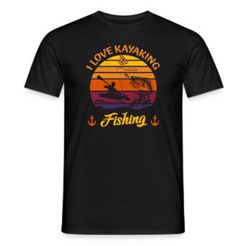 I Love Kayaking And Fishing Canoeing Adventure - Männer T-Shirt - Schwarz - Vorne - AI Model Male 178 light (178cm)