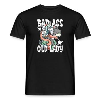 bad ass old lady - crazy unicorn unicorn - Men's T-Shirt - black - Front - AI Model Male 178 light (178cm)
