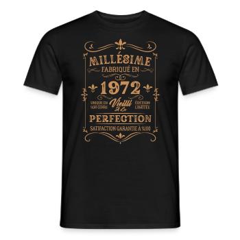 Cadeau D'anniversaire Millésime Fabriqué En 1972 - T-shirt homme - noir - Devant - AI Model Male 178 light (178cm)