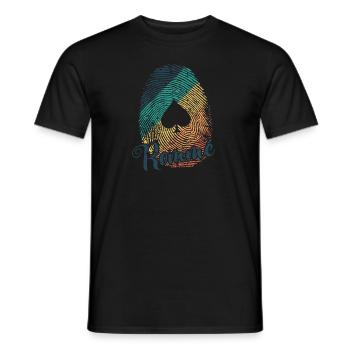 Rummy Play Jeu de cartes d’empreintes digitales Romme - T-shirt homme - noir - Devant - AI Model Male 178 light (178cm)