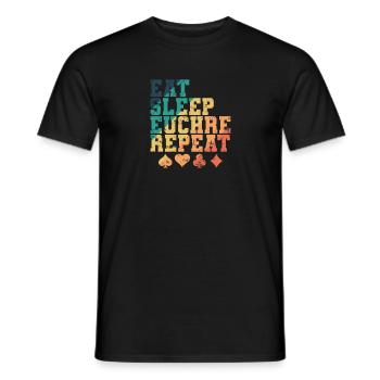 Manger dormir Euchre Répéter les cartes de jeu de cartes - T-shirt homme - noir - Devant - AI Model Male 178 light (178cm)