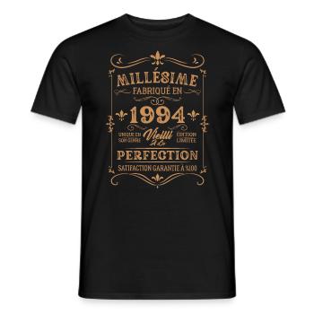Cadeau D'anniversaire Millésime Fabriqué En 1994 - T-shirt homme - noir - Devant - AI Model Male 178 light (178cm)