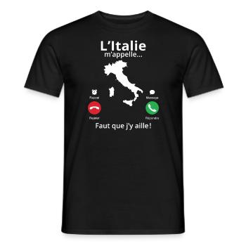 L'italie m'appelle faut que j'y aille! - T-shirt homme - noir - Devant - AI Model Male 178 light (178cm)