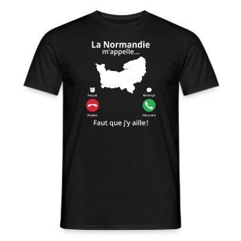 La Normandie m'appelle faut que j'y aille! - T-shirt homme - noir - Devant - AI Model Male 178 light (178cm)