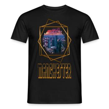Manchester England UK Stadt Skyline Liebe Gold - Männer T-Shirt - Schwarz - Vorne - AI Model Male 178 light (178cm)