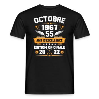 Octobre 1967 Idée Cadeau D'anniversaire 55 Ans - T-shirt homme - noir - Devant - AI Model Male 178 light (178cm)